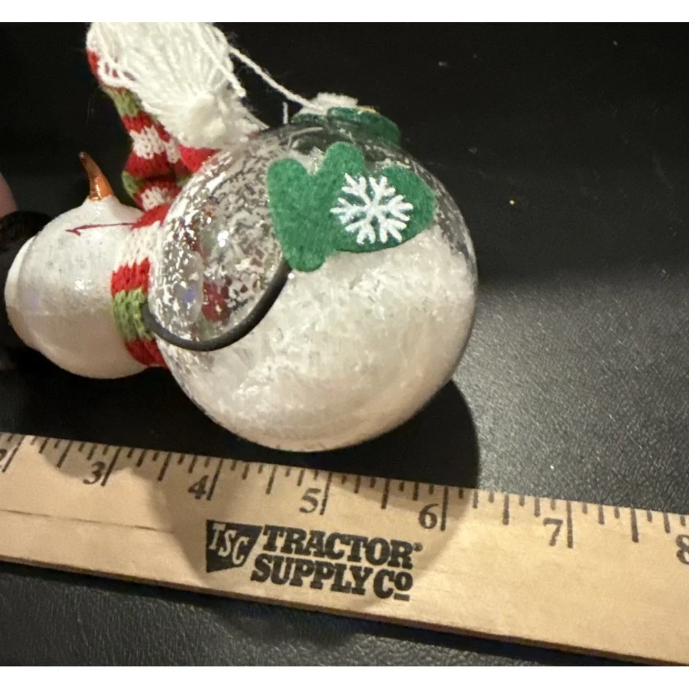 Robert Stanley Glass Snow Globe Snowman Black Hat Christmas Holiday Ornament NEW